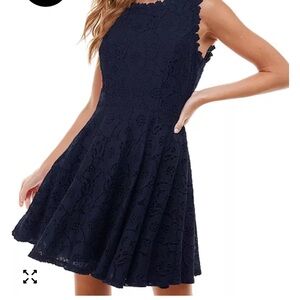 City Studio Dark Blue Lace Mini Dress